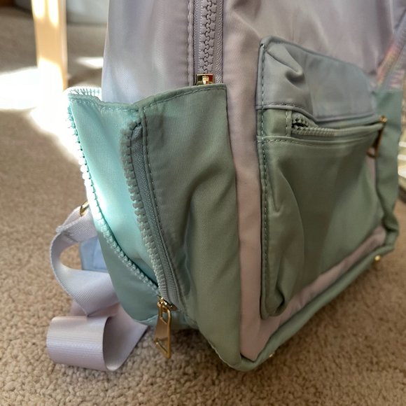 Isaac Mizrahi NWOT Mint Green & Baby Blue Backpack - Picture 6 of 11